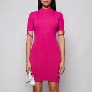 Jacquemus Pink Short Sleeve Knit Mini Dress